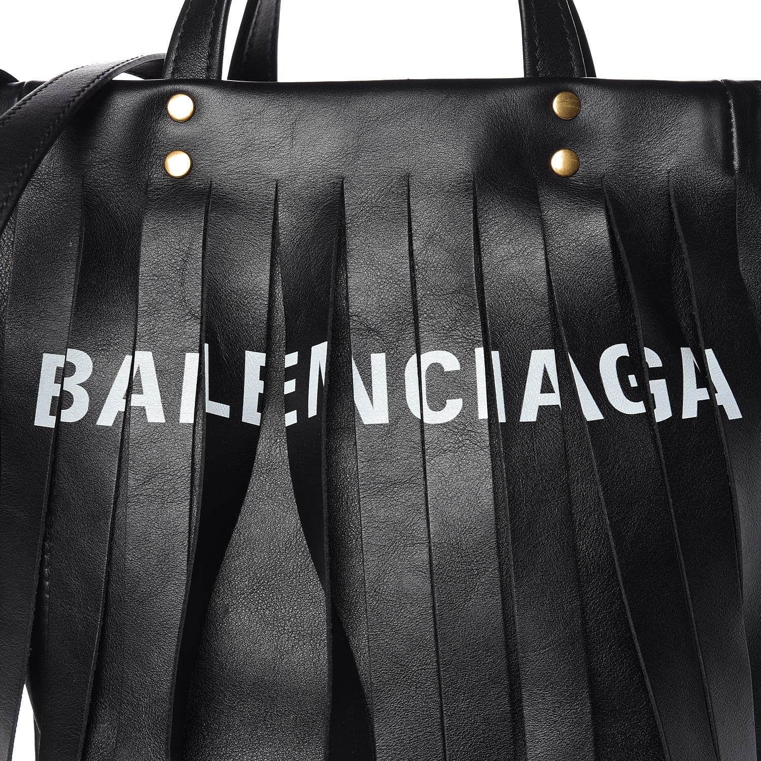 Balenciaga Calfskin XS Fringe Laundry Cabas Black 7 of 9
