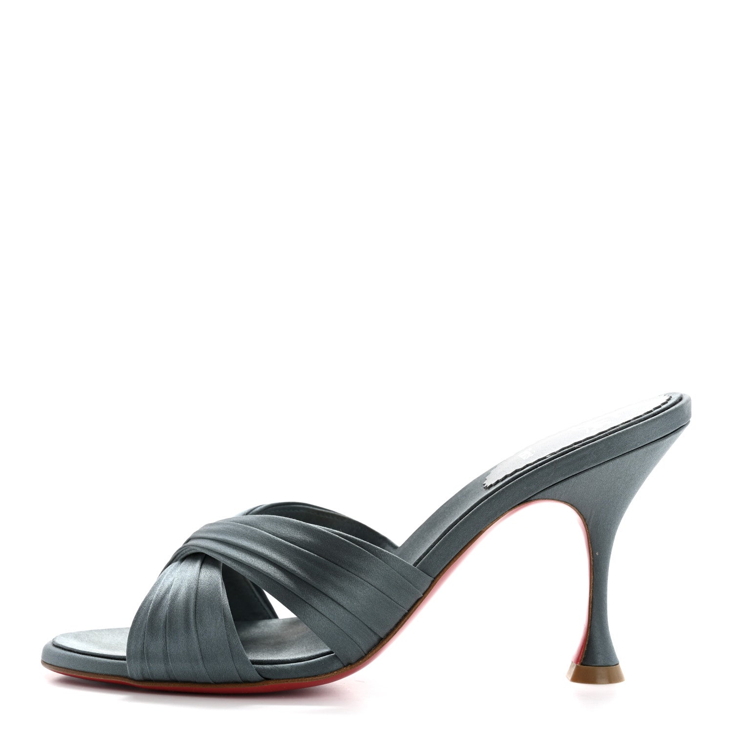 Christian Louboutin Crepe Satin Nicol Is Back 85 Slide Sandals 38 Titan 1 of 9