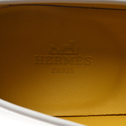 Hermes Calfskin Womens Paris Loafers 37 White Bois De Santal 7 of 9