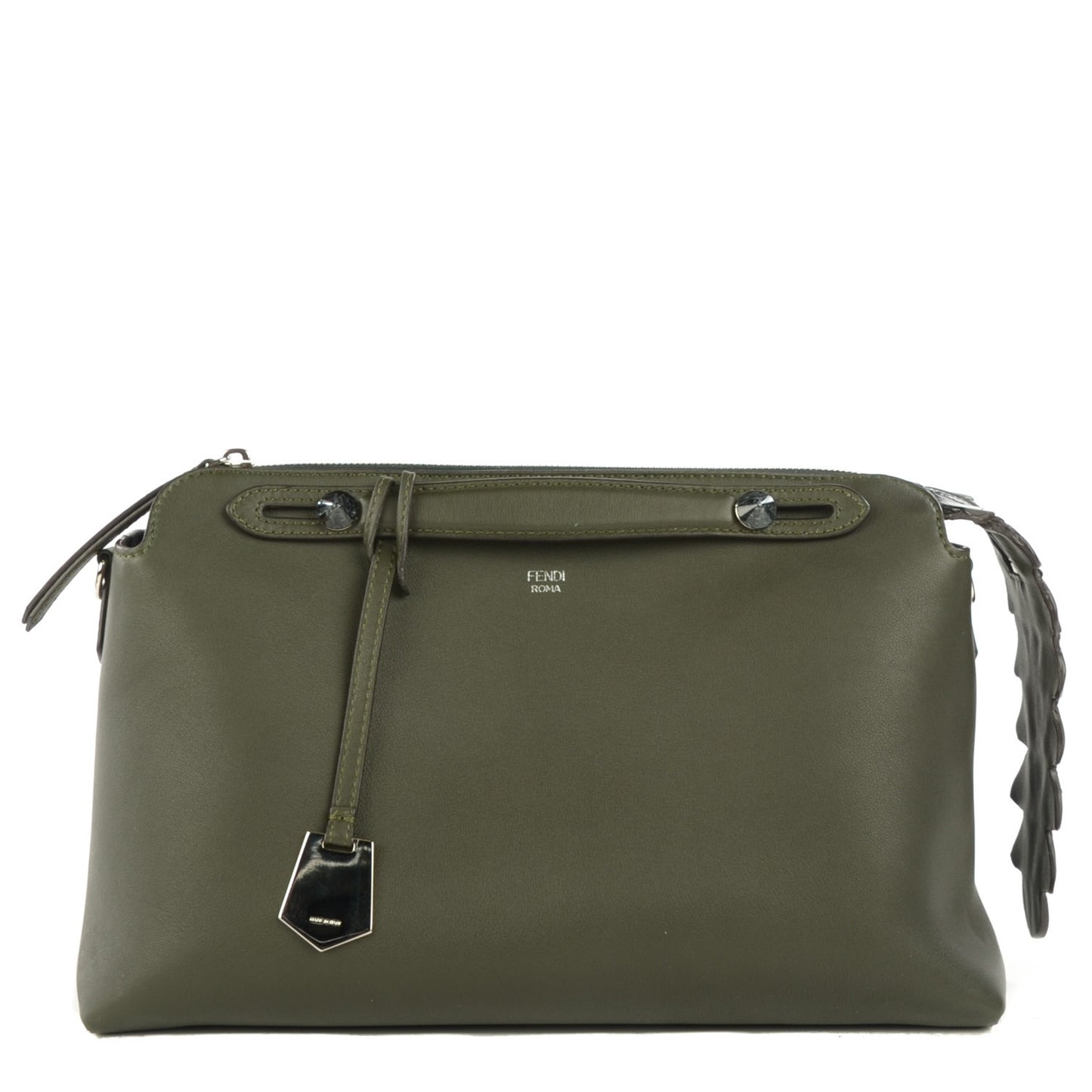 Vitello Dolce Croc Tail Large By The Way Boston Bag Verde Prato Black