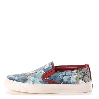 Gucci GG Supreme Monogram Blooms Womens Slip On Sneakers 38 Beige Blue Navy Red 1 of 8