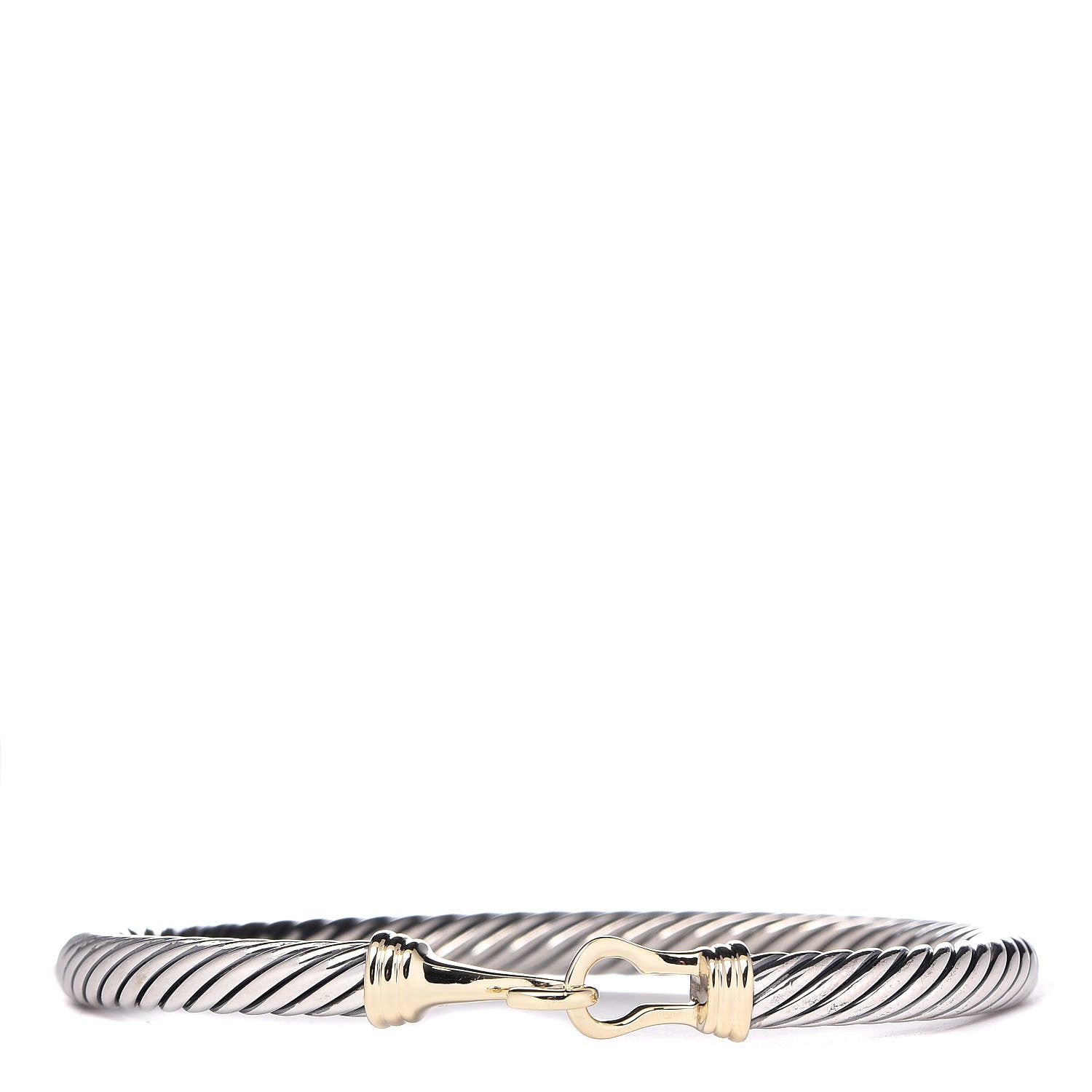 David Yurman Sterling Silver 14K Yellow Gold 5mm Cable Classic Buckle Bracelet 1 of 4