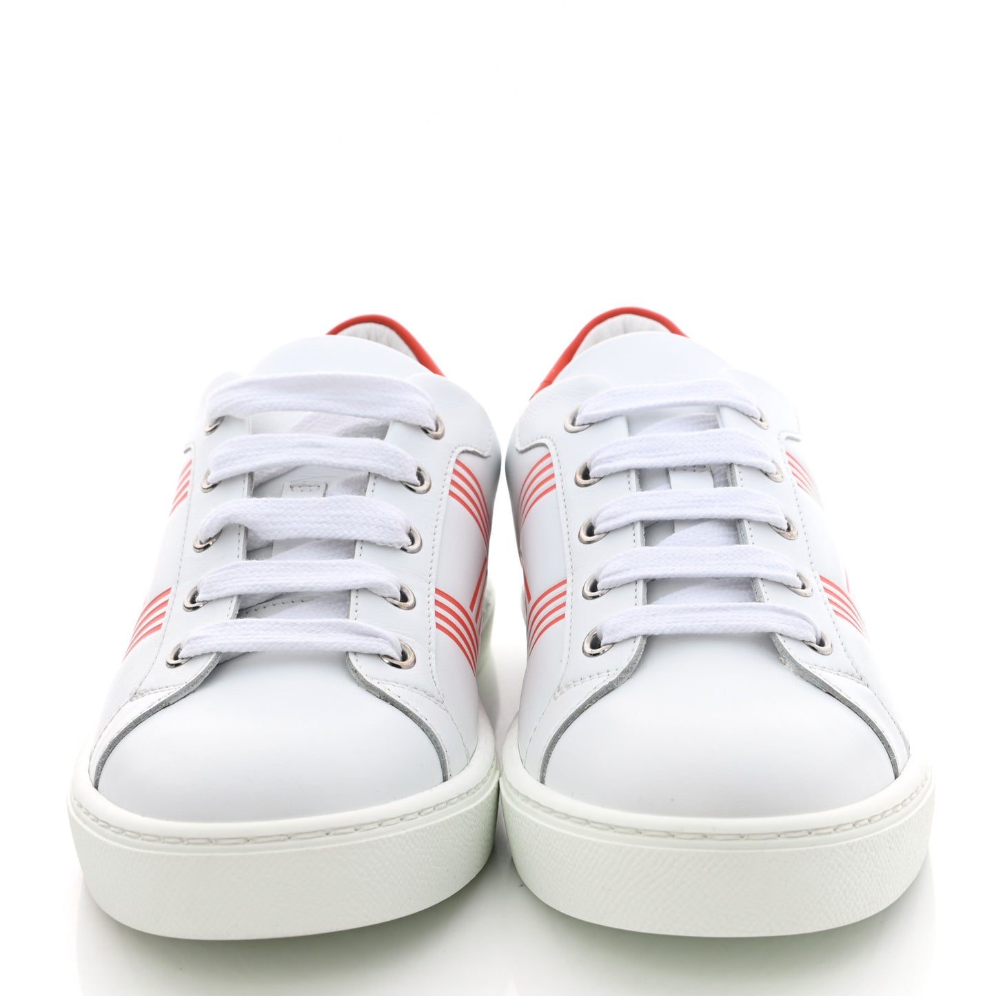 Calfskin Womens Advantage Sneakers 36.5 White Orange