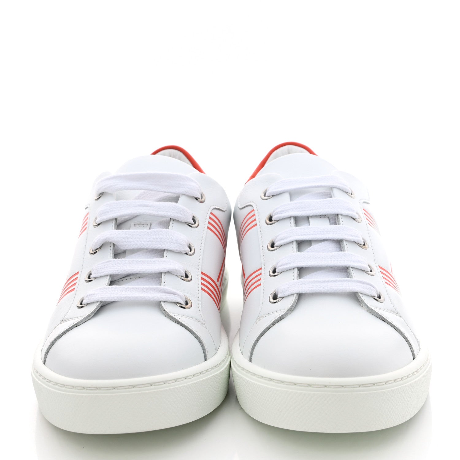 Hermes Calfskin Womens Advantage Sneakers 36.5 White Orange 2 of 9