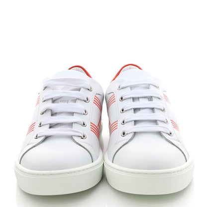 Hermes Calfskin Womens Advantage Sneakers 36.5 White Orange 2 of 9