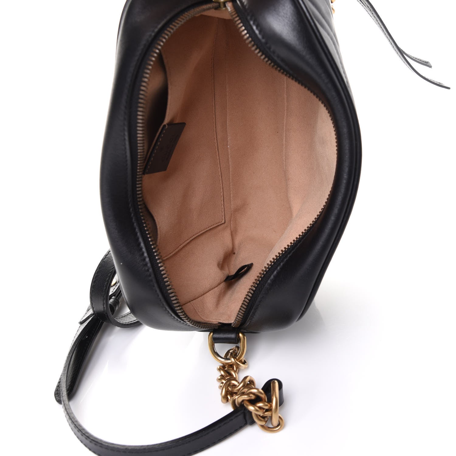 Gucci Calfskin Matelasse Small GG Marmont Chain Shoulder Bag Black 7 of 12