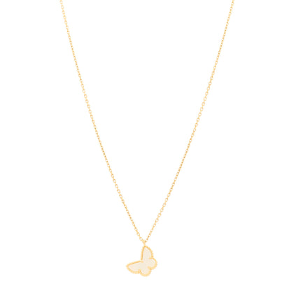 Van Cleef & Arpels 18K Yellow Gold Mother of Pearl Sweet Alhambra Butterfly Pendant Necklace 1 of 7