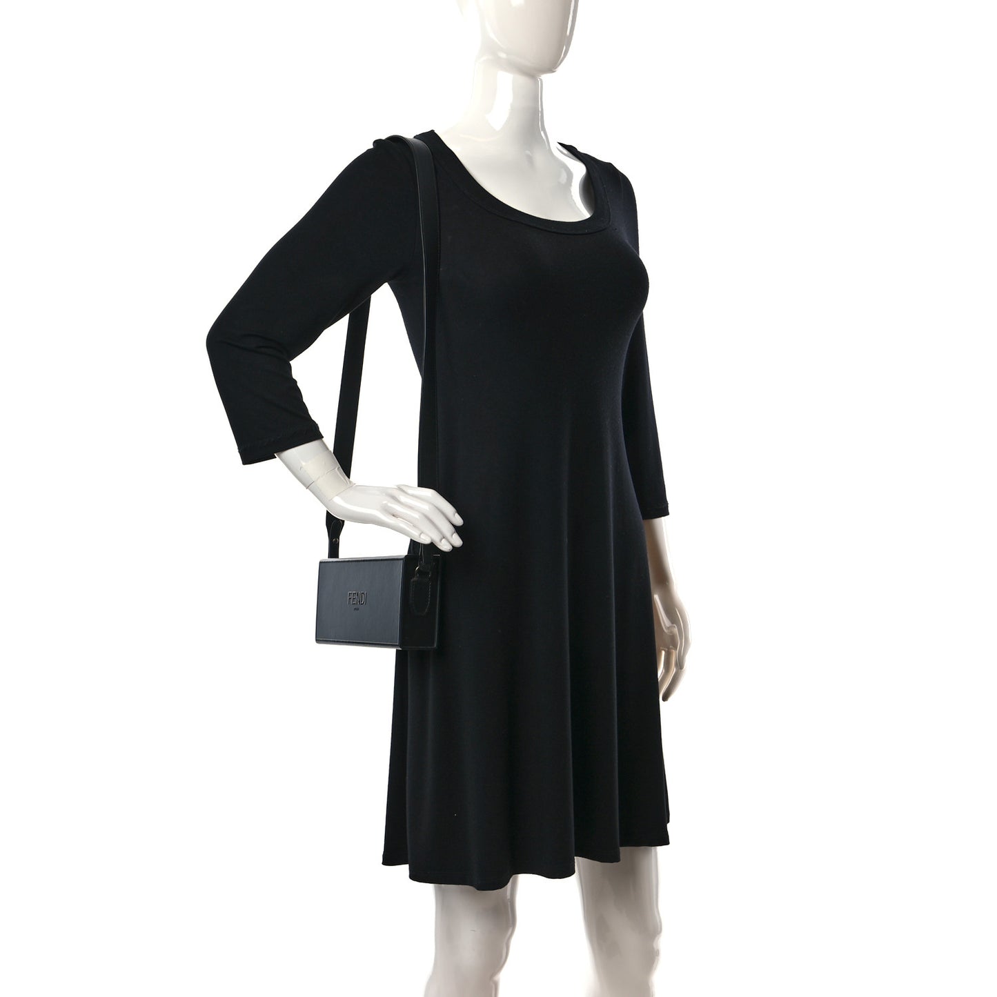 Vitello Grace Light Logo Horizontal Box Crossbody Bag Black