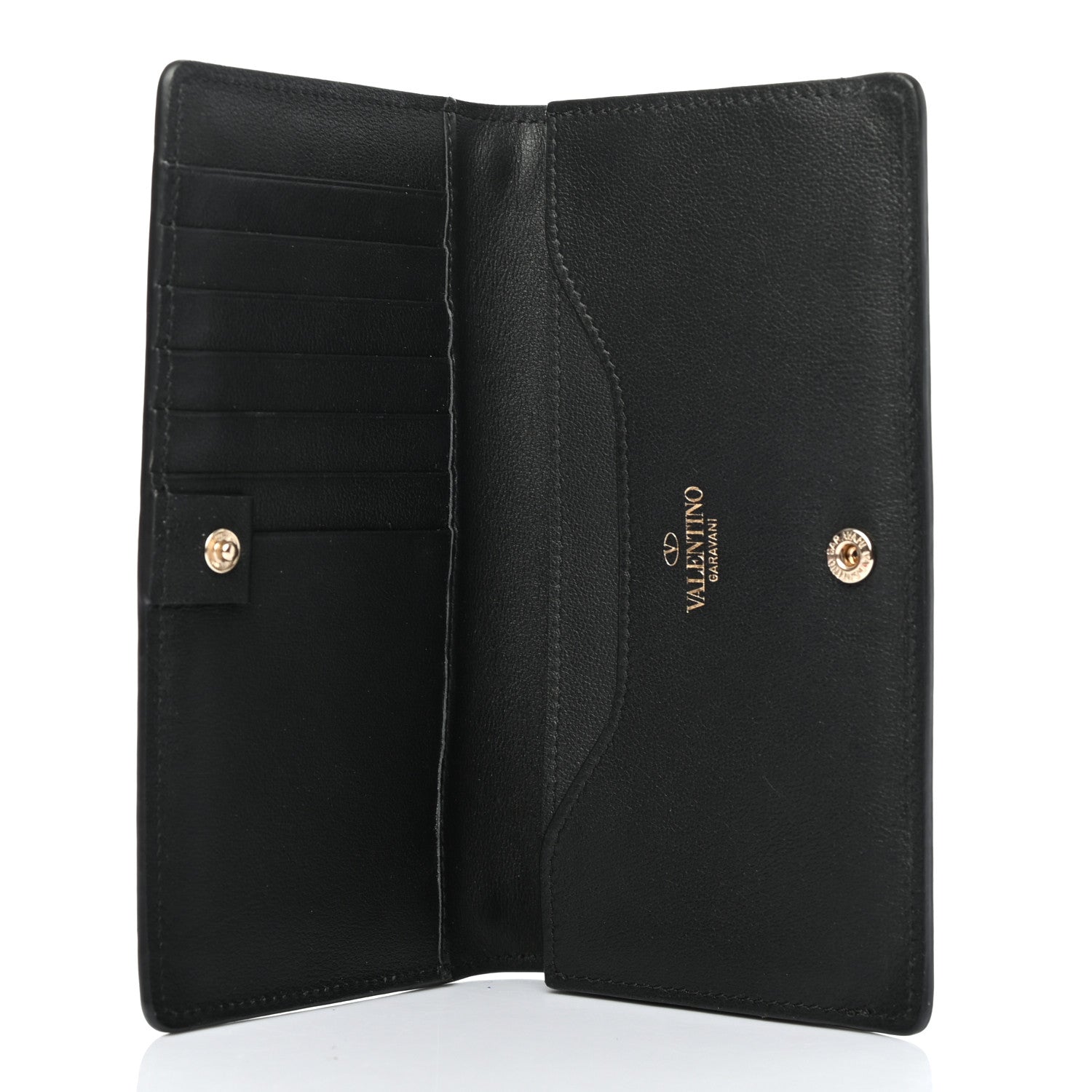 Valentino Garavani Vitello Rockstud Flap Wallet Black 7 of 9