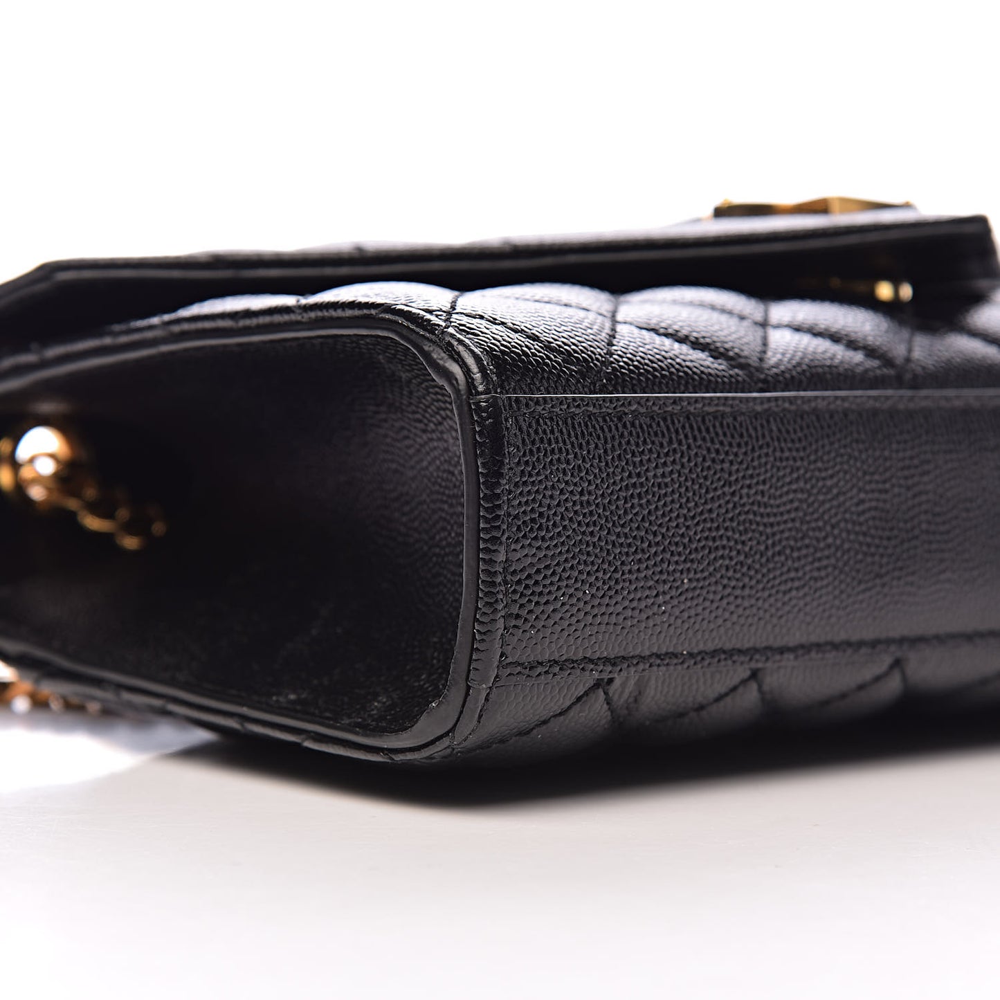 Grain De Poudre Textured Mixed Matelasse Triquilt Small Monogram Satchel Black