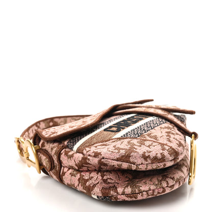 Christian Dior Canvas Embroidered Brocart Saddle Bag Metallic Pink 4 of 10