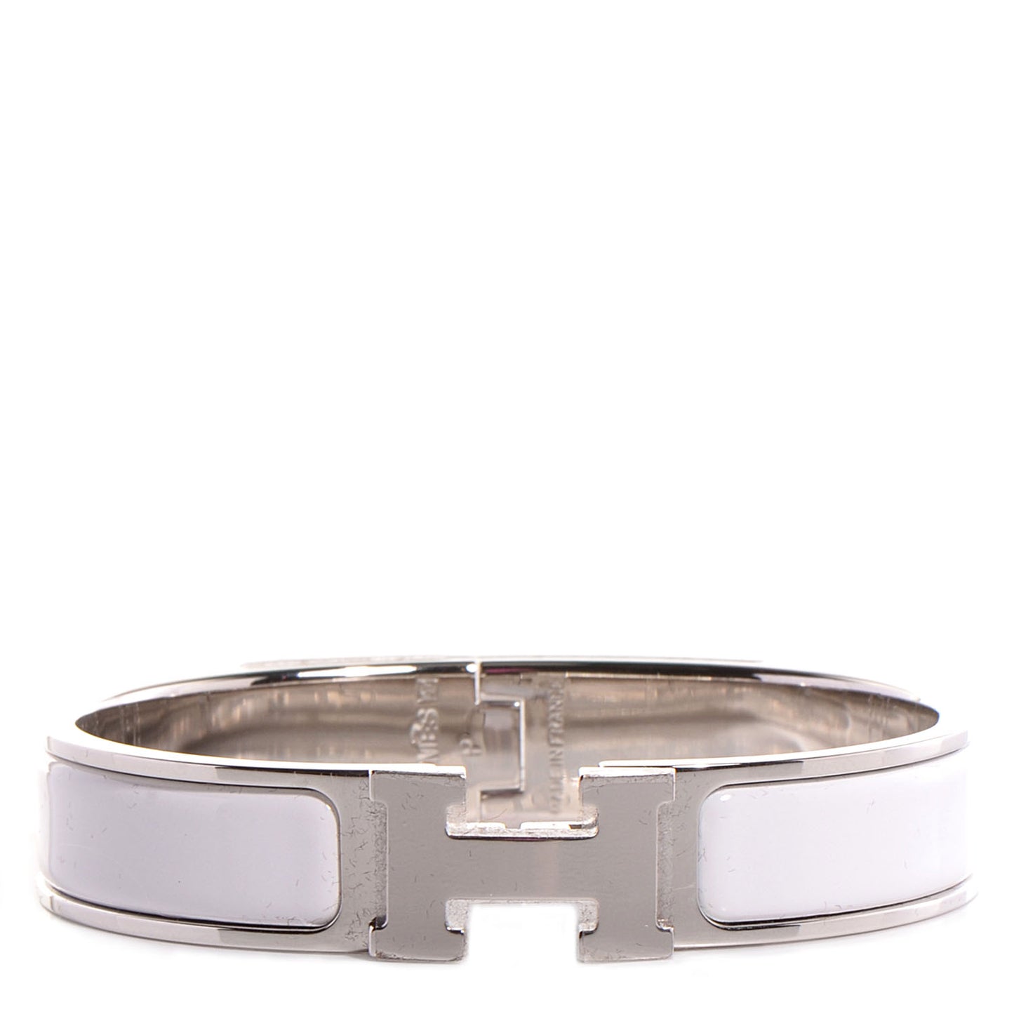 Enamel Narrow Clic Clac H Bracelet PM White