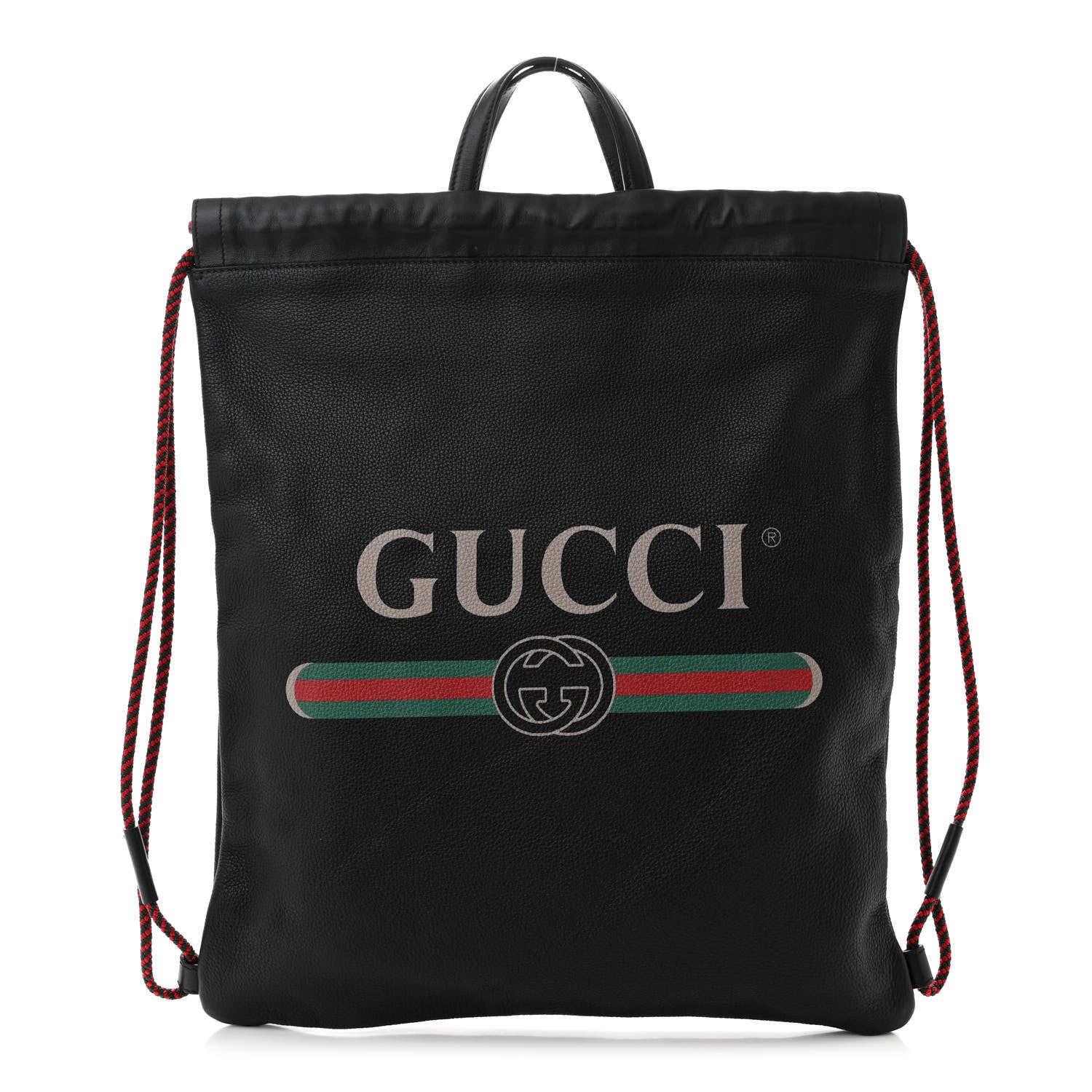 Gucci Calfskin Logo Drawstring Backpack Black 1 of 10