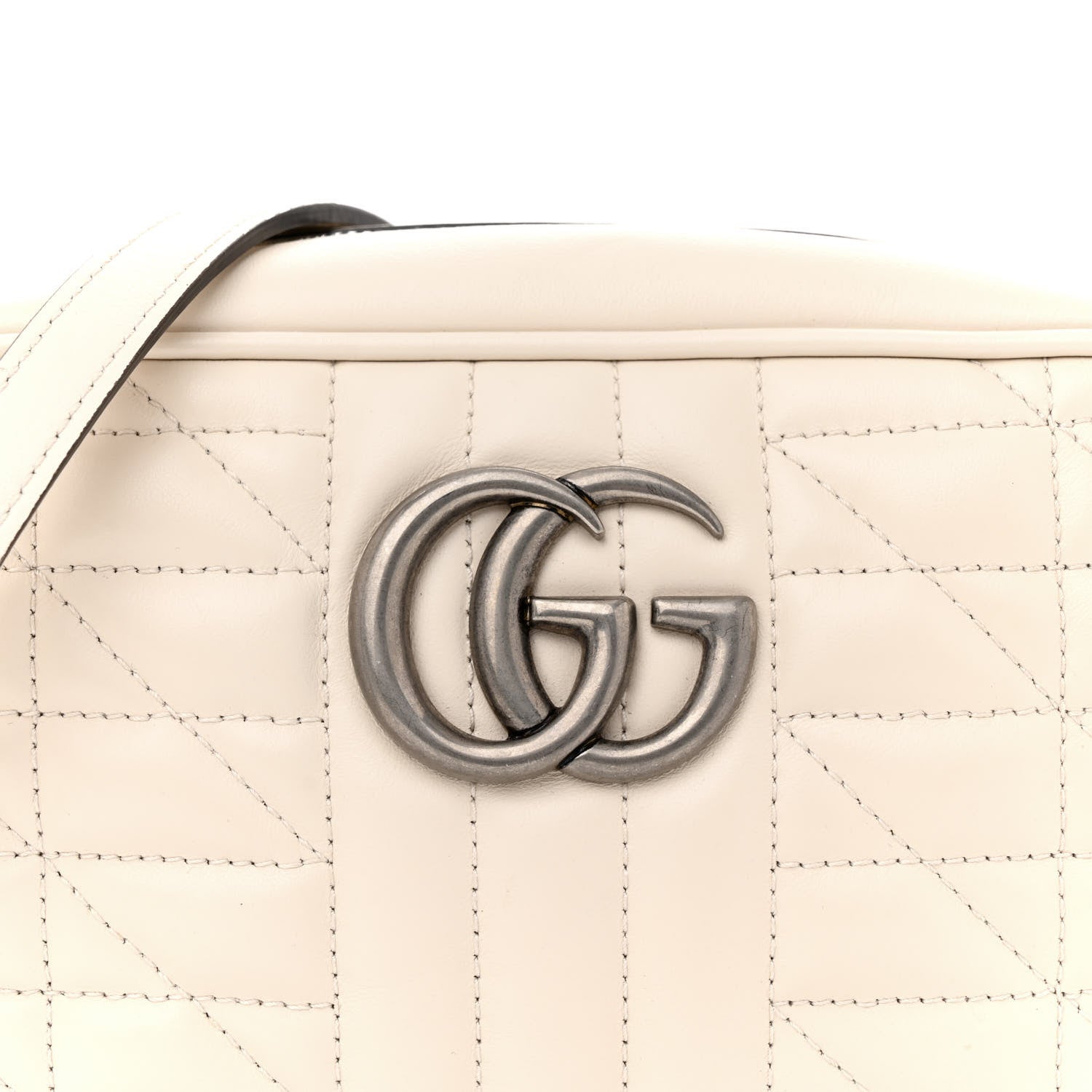 Gucci Calfskin Matelasse Aria Small GG Marmont Chain Shoulder Bag Mystic White 8 of 12