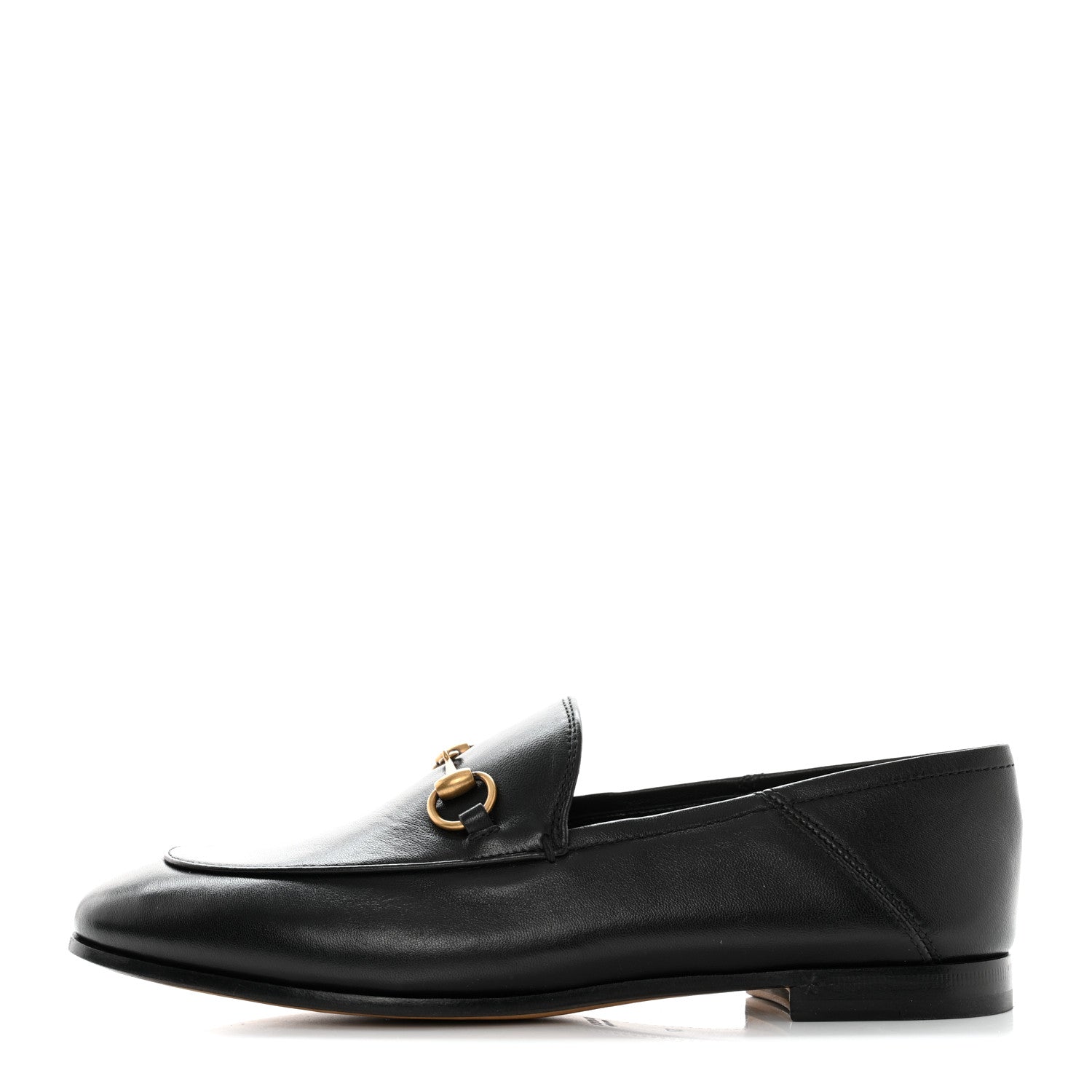 Gucci Lambskin Womens Brixton Horsebit Loafers 37 Black 1 of 9