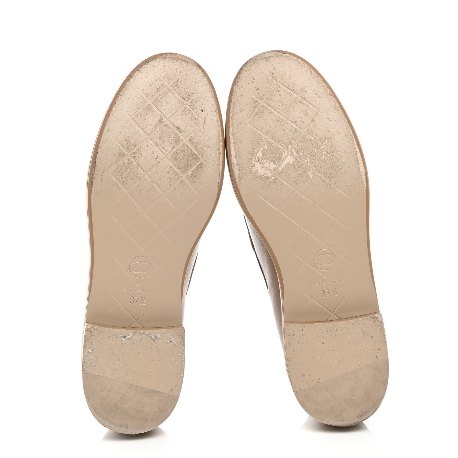 Chanel Lambskin Quilted CC Turnlock Loafers 37.5 Beige 5 of 9