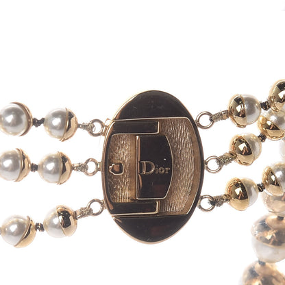 Christian Dior Pearl Mise en Dior Multi Strand Necklace Gold 4 of 5