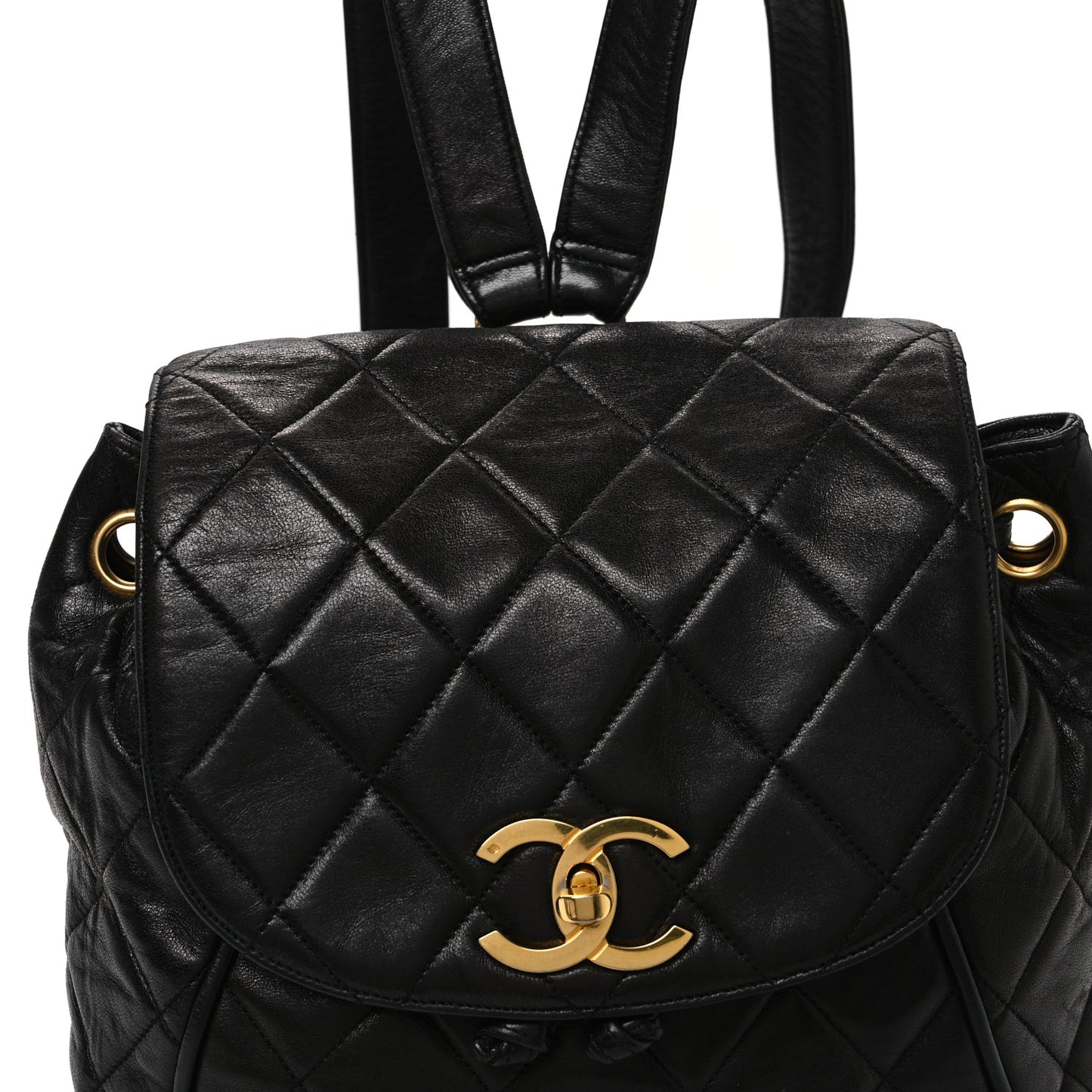Lambskin Quilted Backpack Black