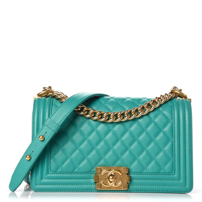 Chanel Calfskin Quilted Medium Boy Flap Turquoise 1 of 7