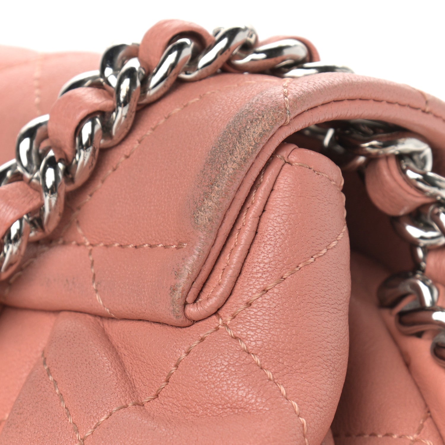 Chanel Washed Lambskin Quilted Medium Chain Around Messenger Salmon 12 of 13