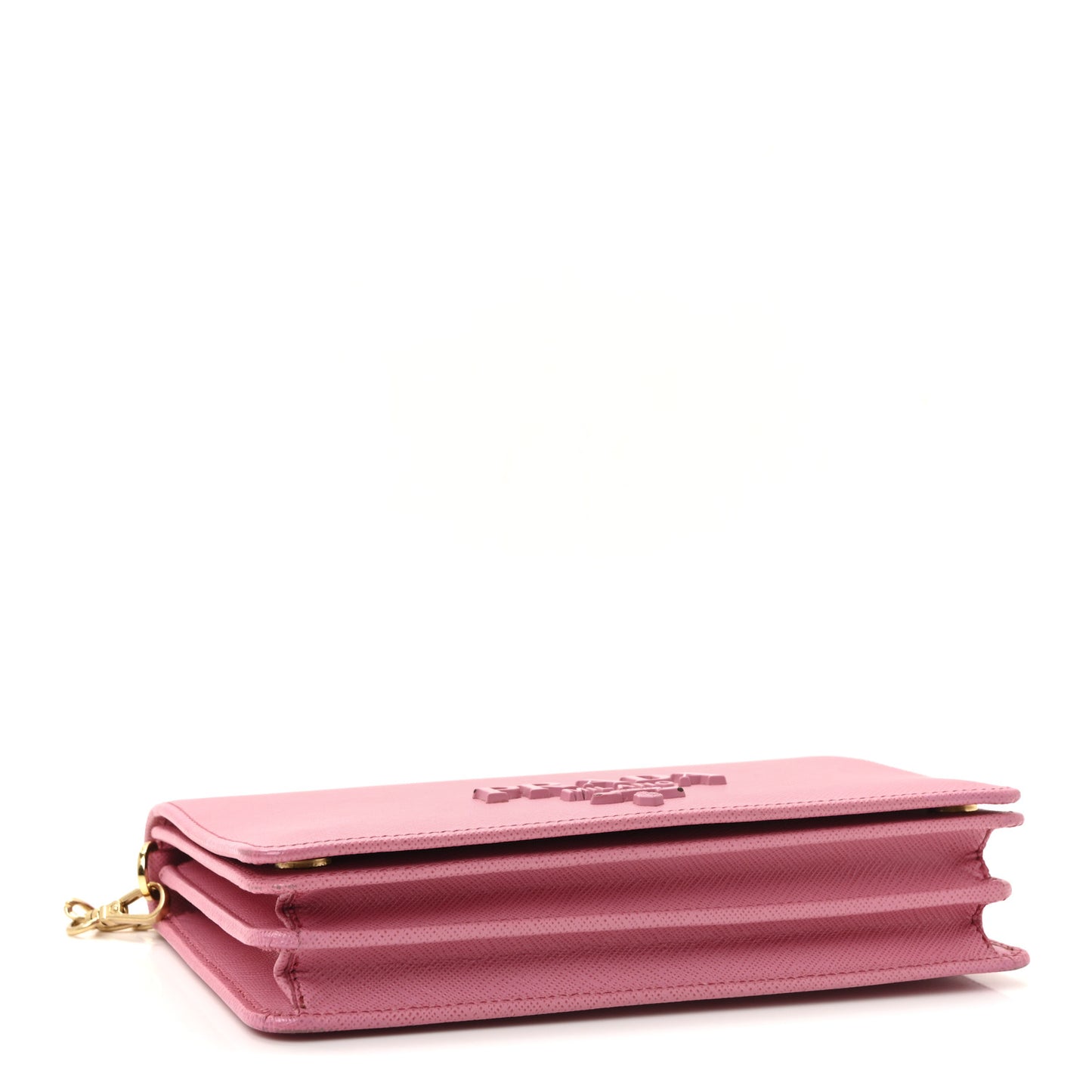Saffiano Lux Monochrome Chain Wallet Begonia