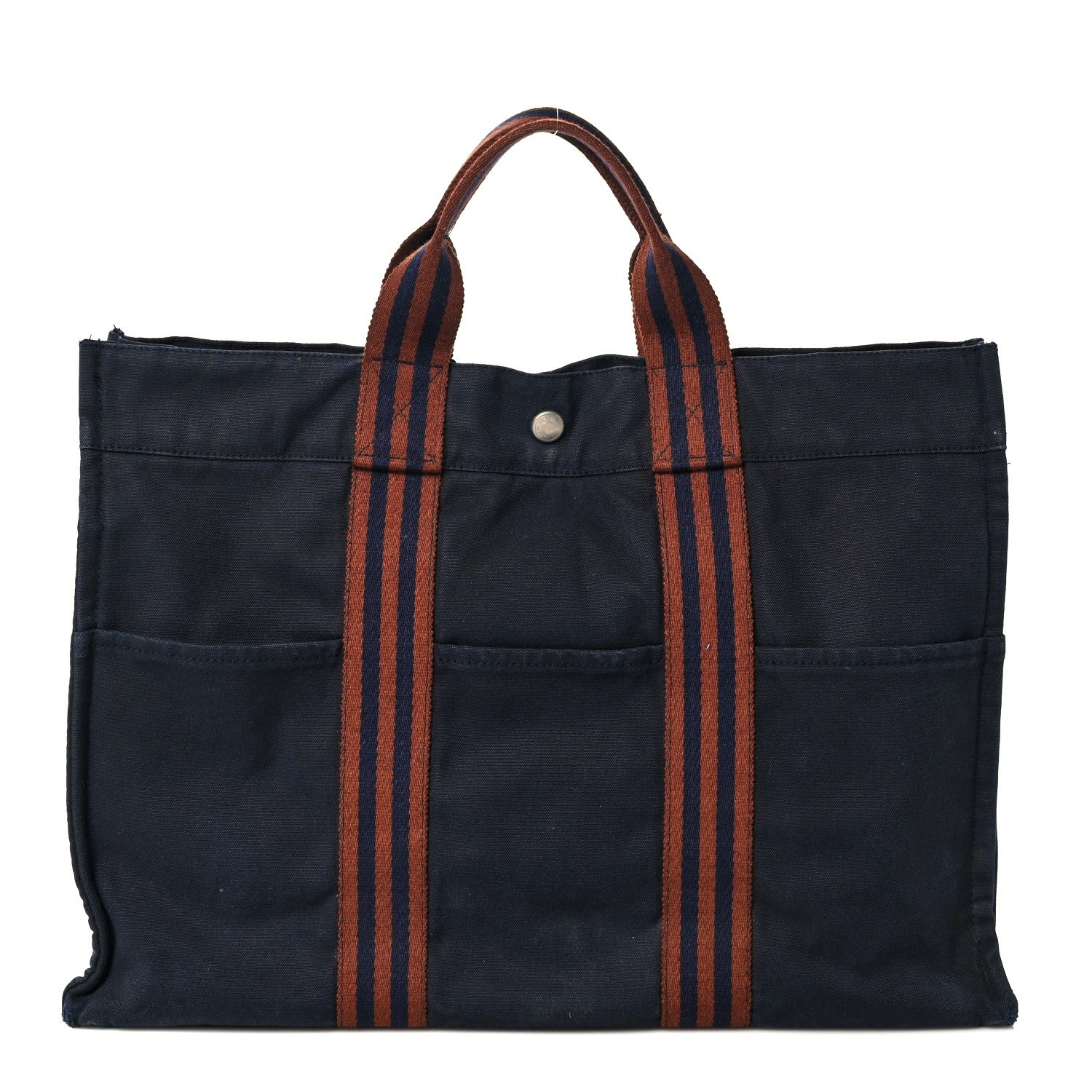 Hermes Canvas Herline Tote MM Navy 1 of 13
