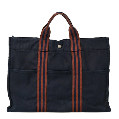 Hermes Canvas Herline Tote MM Navy 1 of 13
