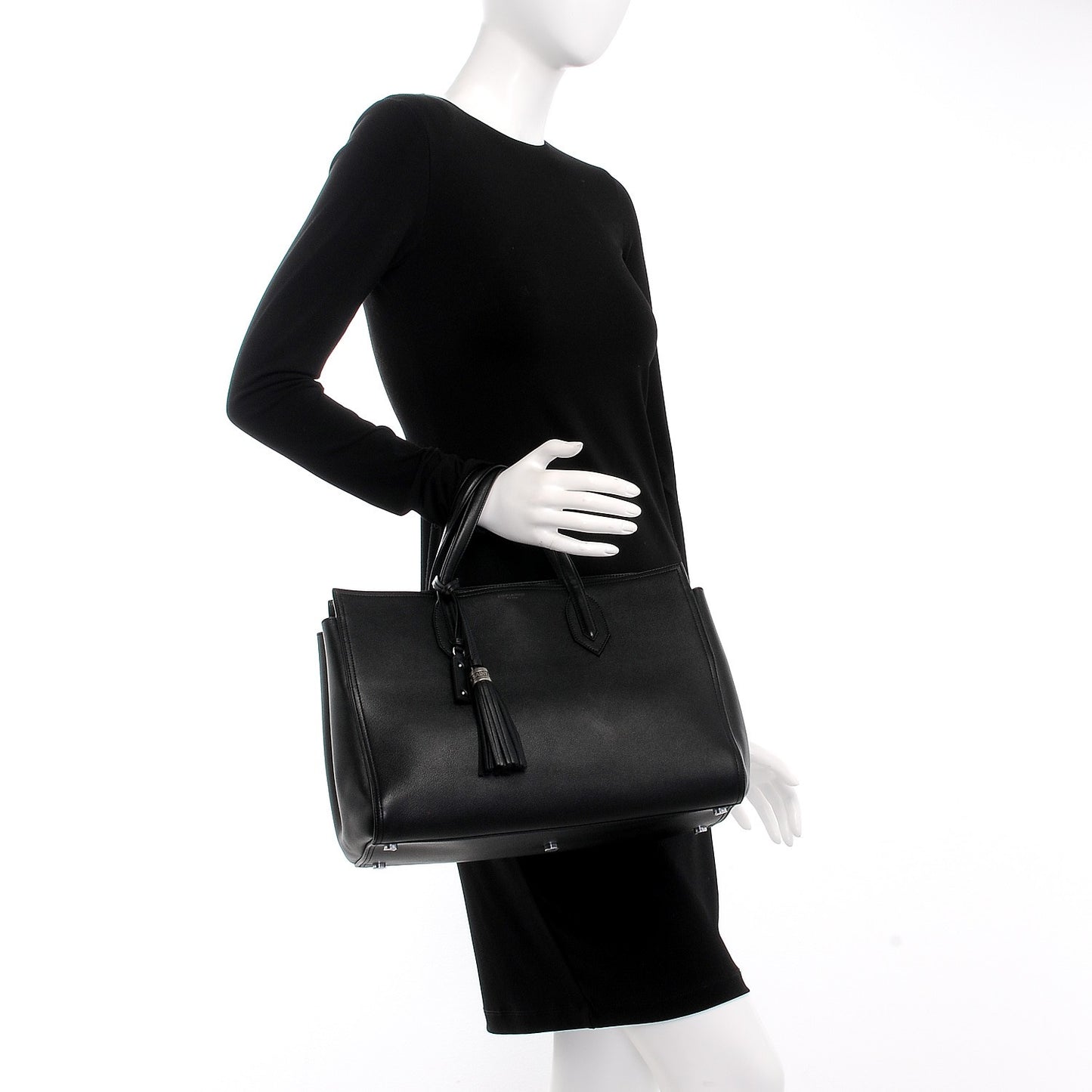 Calfskin Medium Amber Tote Black