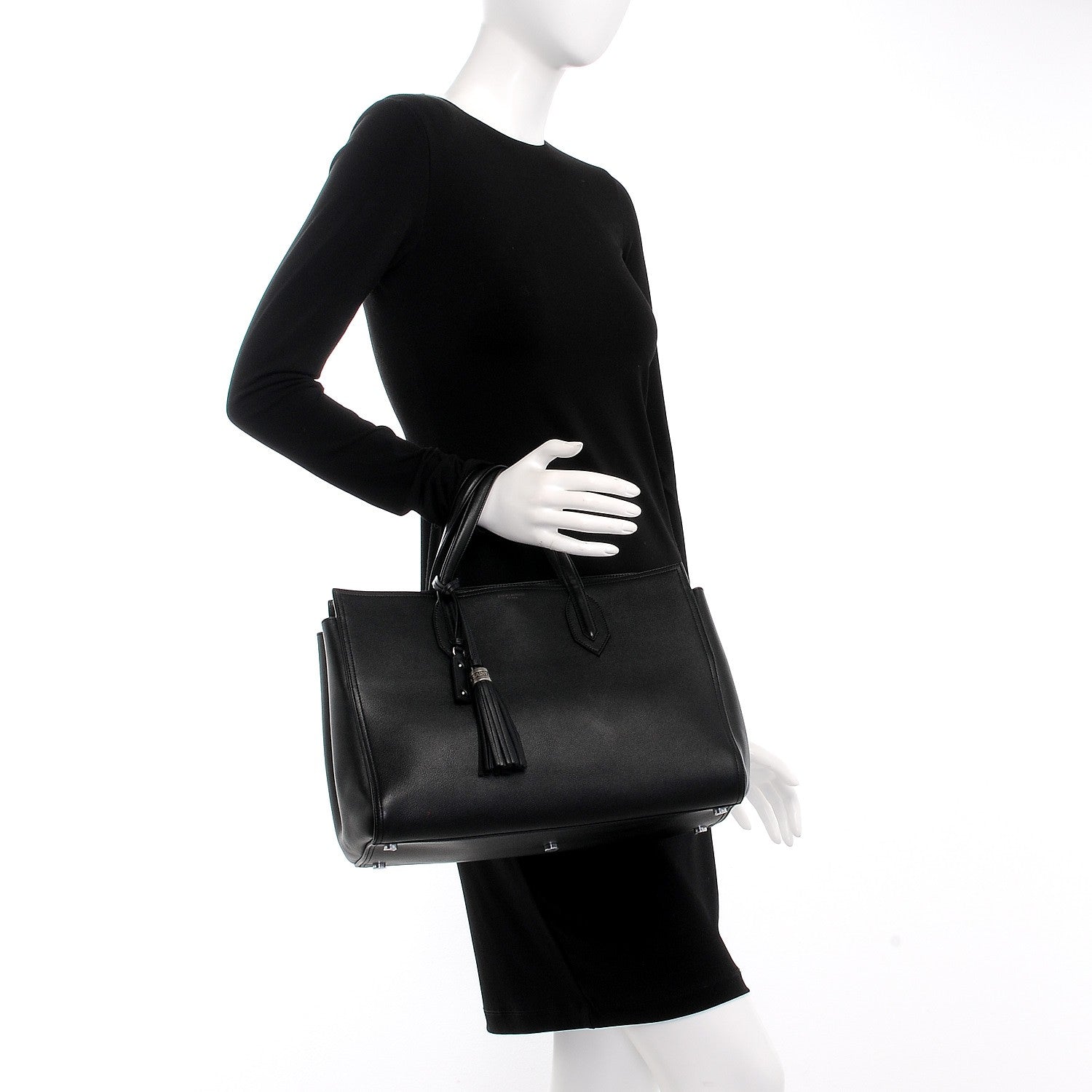 Saint Laurent Calfskin Medium Amber Tote Black 3 of 8