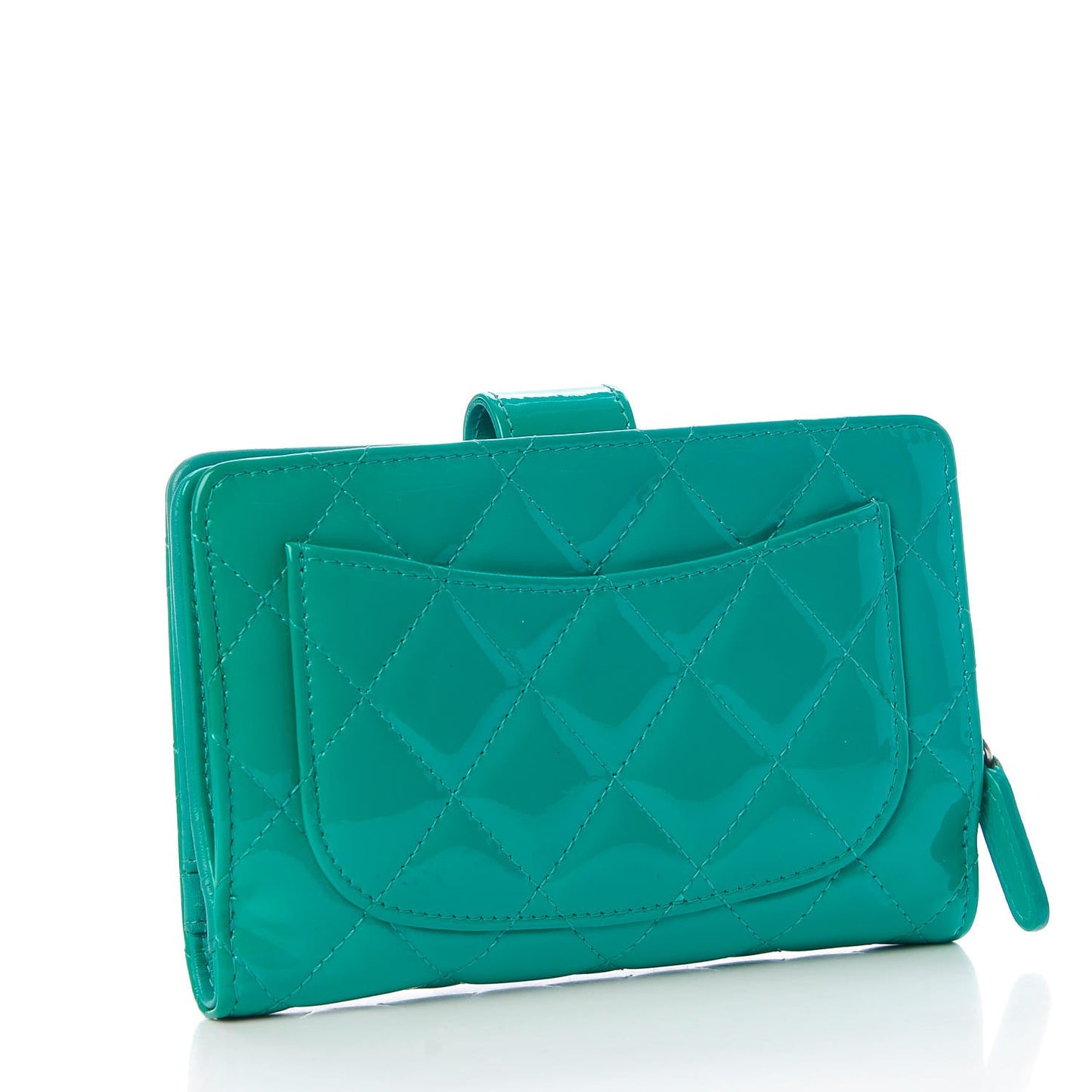 Patent Quilted Zip Pocket Wallet Turquoise