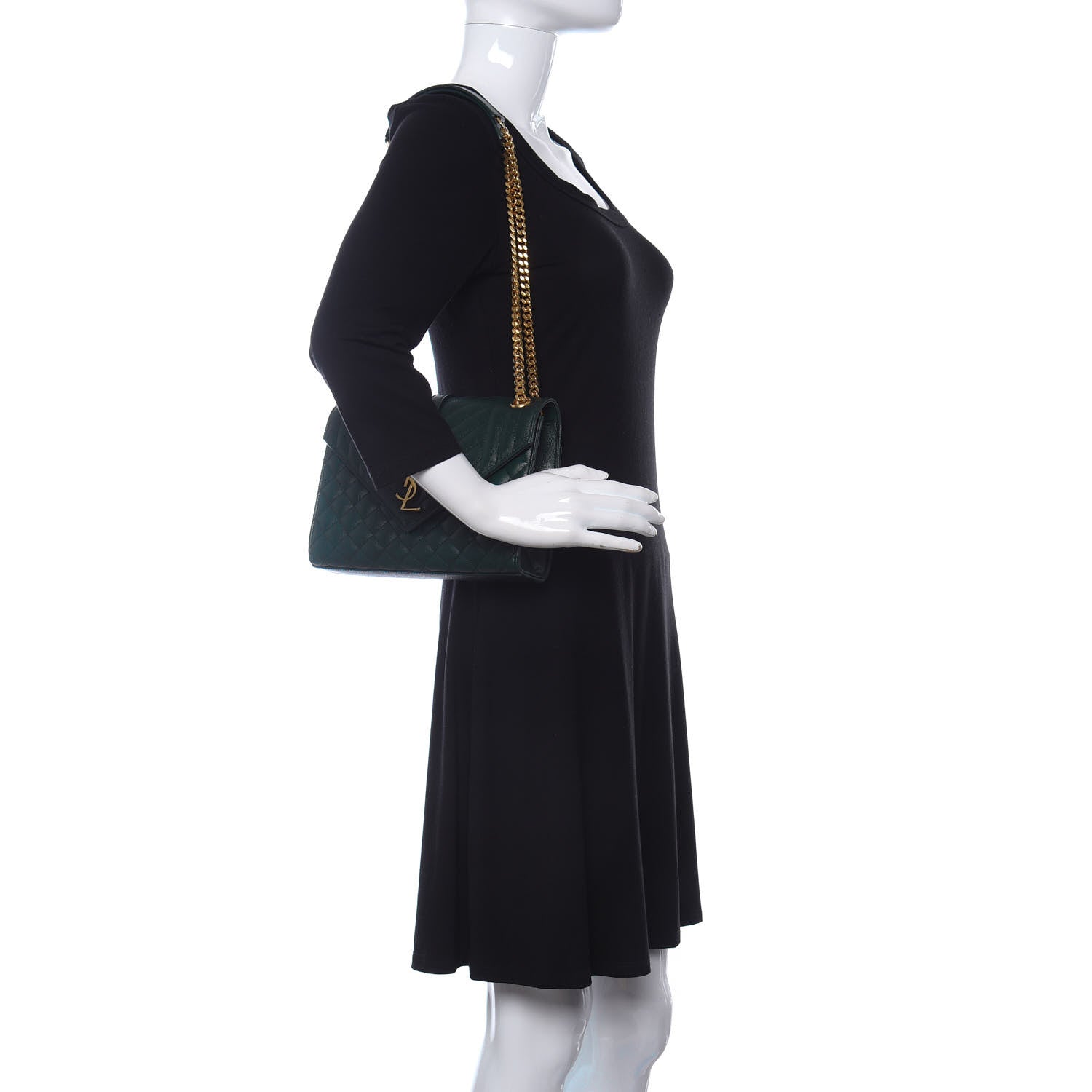 Saint Laurent Grain De Poudre Textured Mixed Matelasse Triquilt Medium Monogram Satchel Dark Tea 2 of 12