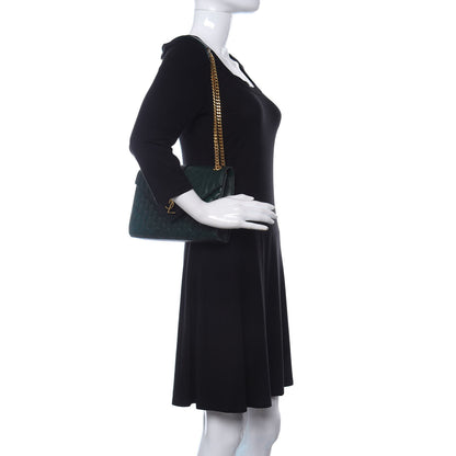 Saint Laurent Grain De Poudre Textured Mixed Matelasse Triquilt Medium Monogram Satchel Dark Tea 2 of 12