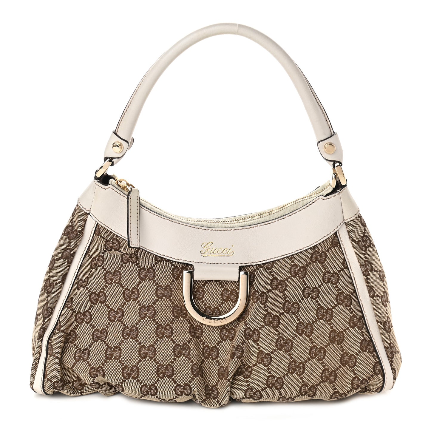 Monogram Medium D Gold Ring Hobo White