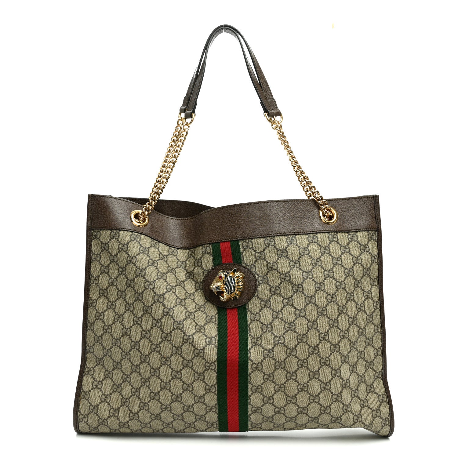 Gucci GG Supreme Monogram Large Rajah Chain Tote Beige New Acero 1 of 12