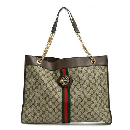 Gucci GG Supreme Monogram Large Rajah Chain Tote Beige New Acero 1 of 12