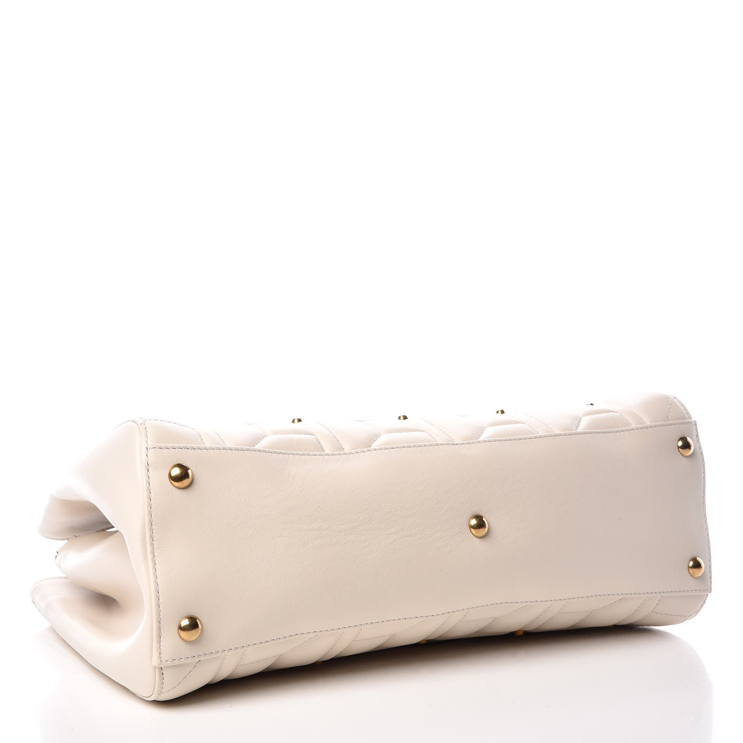 Gucci Calfskin Matelasse Studded Medium GG Marmont Tote White 4 of 9
