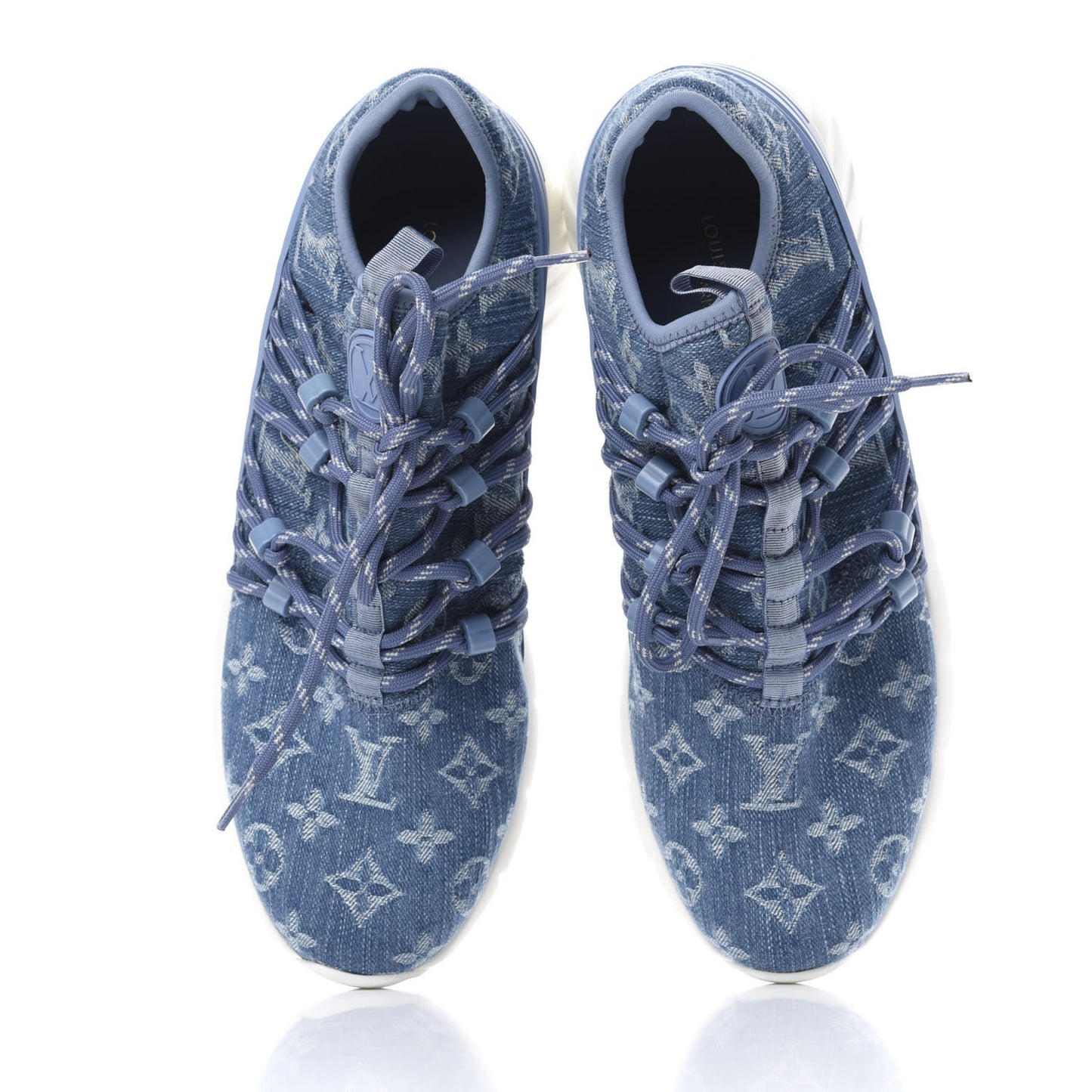 Denim Rubber Monogram Fastlane Low Sneakers 5.5 Navy