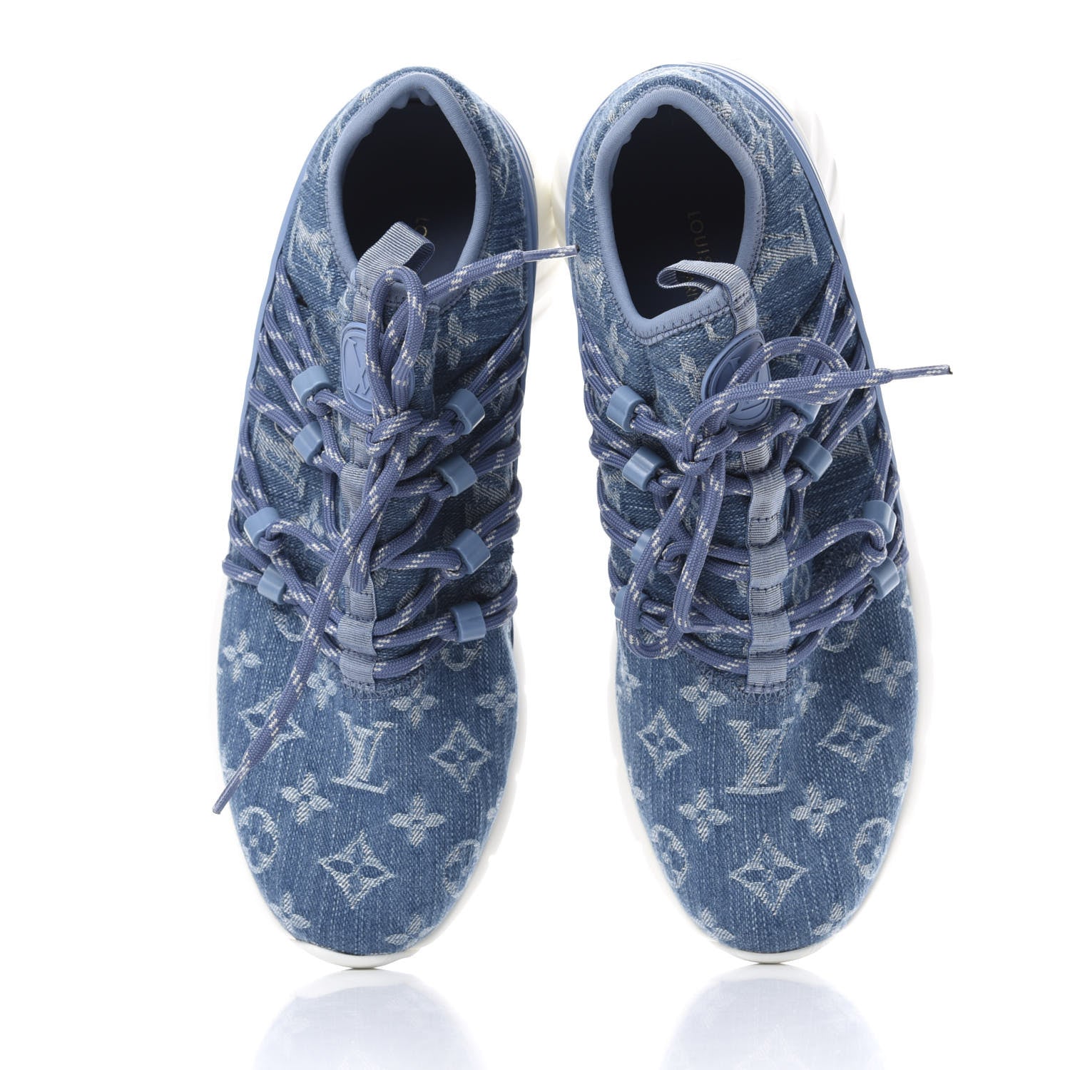 Louis Vuitton Denim Rubber Monogram Fastlane Low Sneakers 5.5 Navy 5 of 10