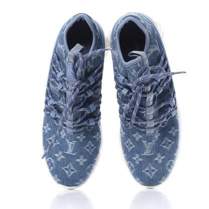 Louis Vuitton Denim Rubber Monogram Fastlane Low Sneakers 5.5 Navy 5 of 10