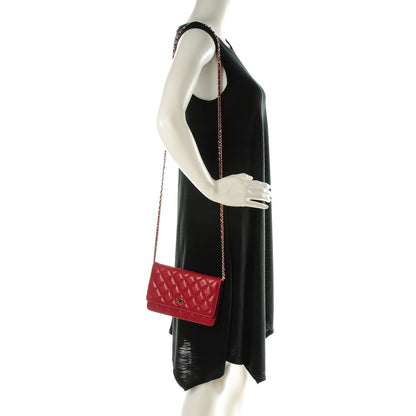 Chanel Caviar Quilted Wallet On Chain WOC Red 2 of 8