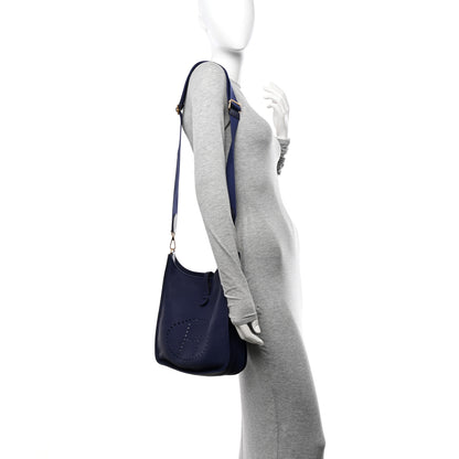Hermes Taurillon Clemence Evelyne III PM Bleu Encre 2 of 12