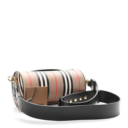 Burberry E-Canvas Calfskin Stripe Icon Barrel Bag Archive Beige 3 of 10