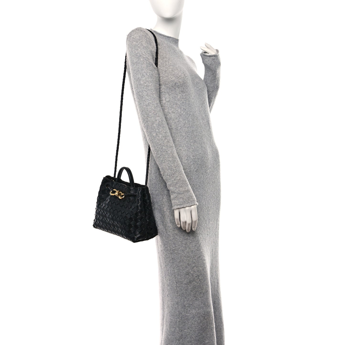 Nappa Intrecciato Small Andiamo Shoulder Bag Black