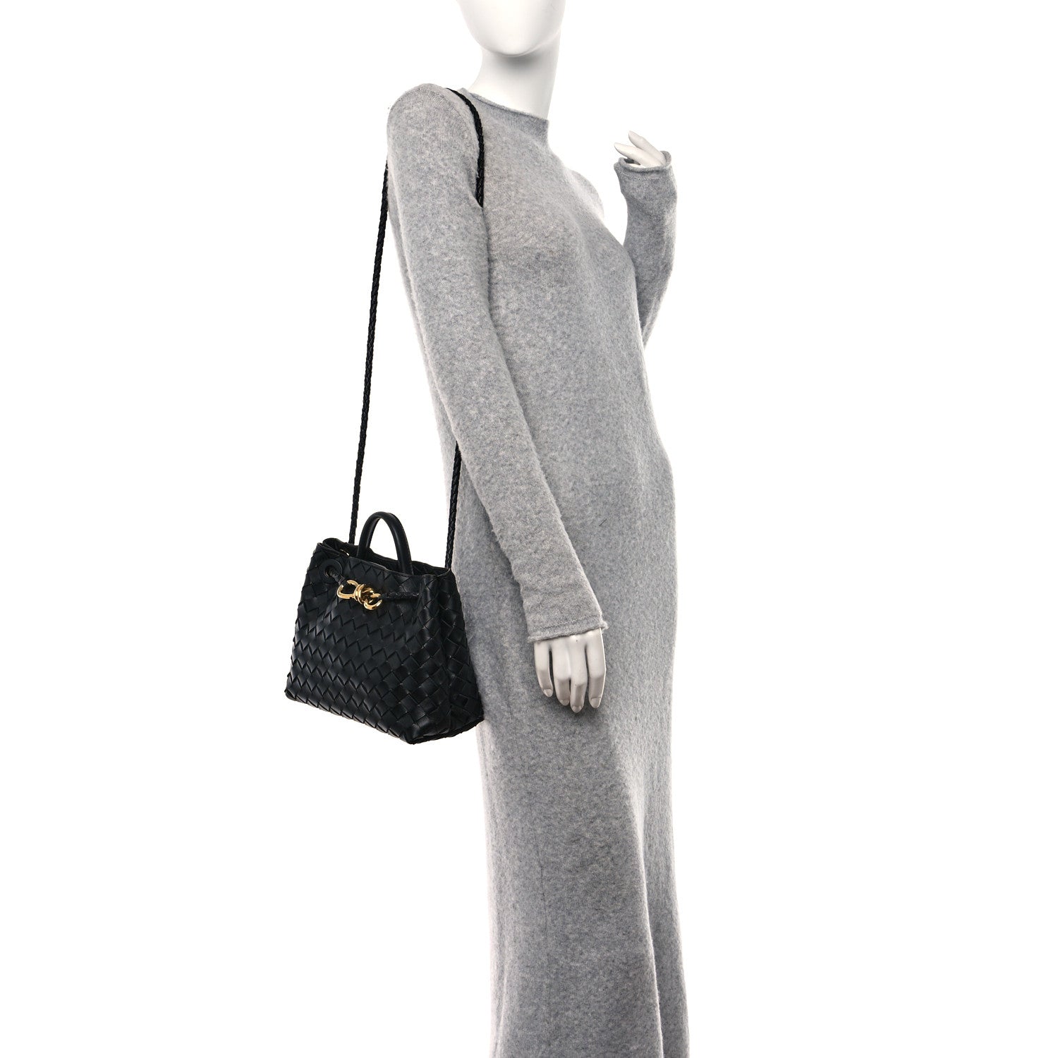 Bottega Veneta Nappa Intrecciato Small Andiamo Shoulder Bag Black 2 of 11