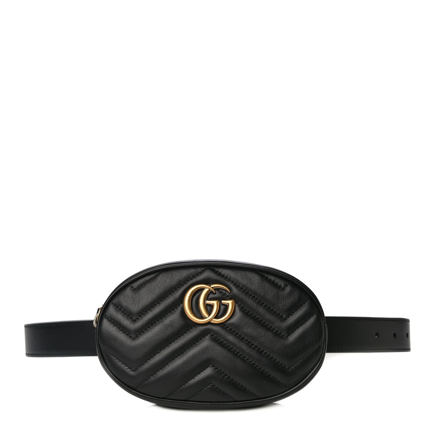 Gucci Calfskin Matelasse GG Marmont Belt Bag 75 30 Black 1 of 15