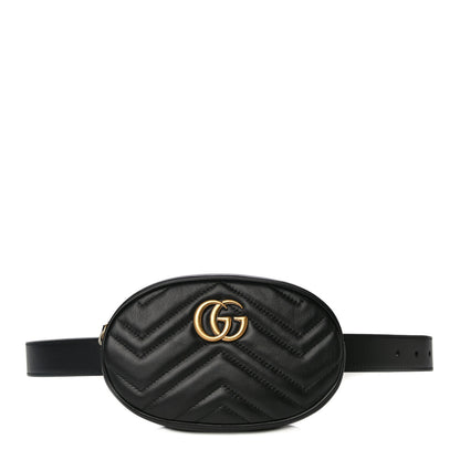 Gucci Calfskin Matelasse GG Marmont Belt Bag 75 30 Black 1 of 15