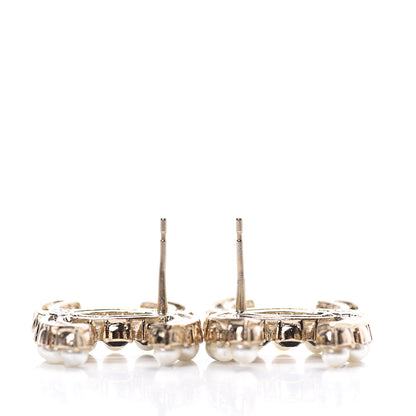 Chanel Resin Pearl CC Dazzling Domino Earrings Gold Black 5 of 6
