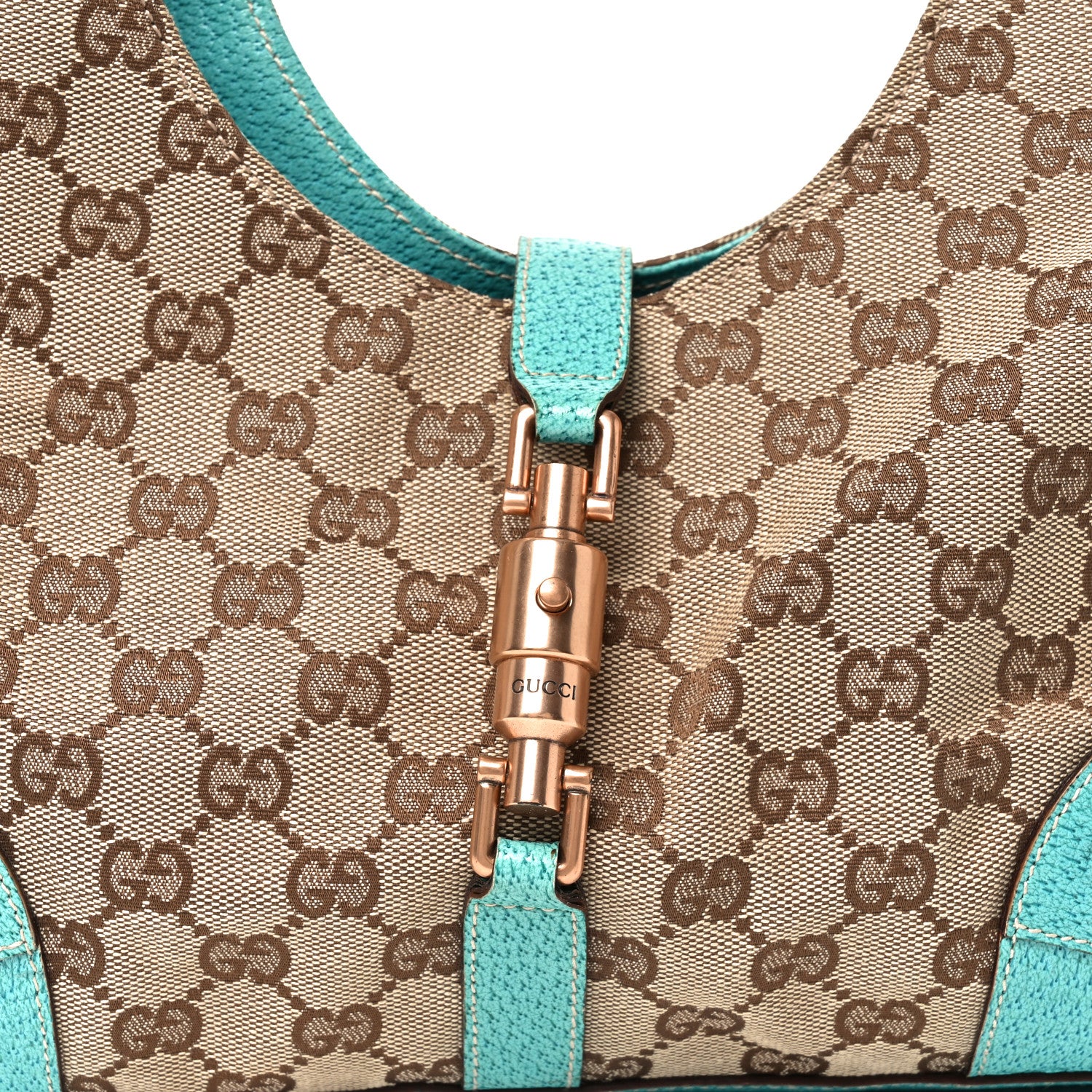 Gucci Monogram Calfskin Large Bardot Shoulder Bag Turquoise 8 of 9