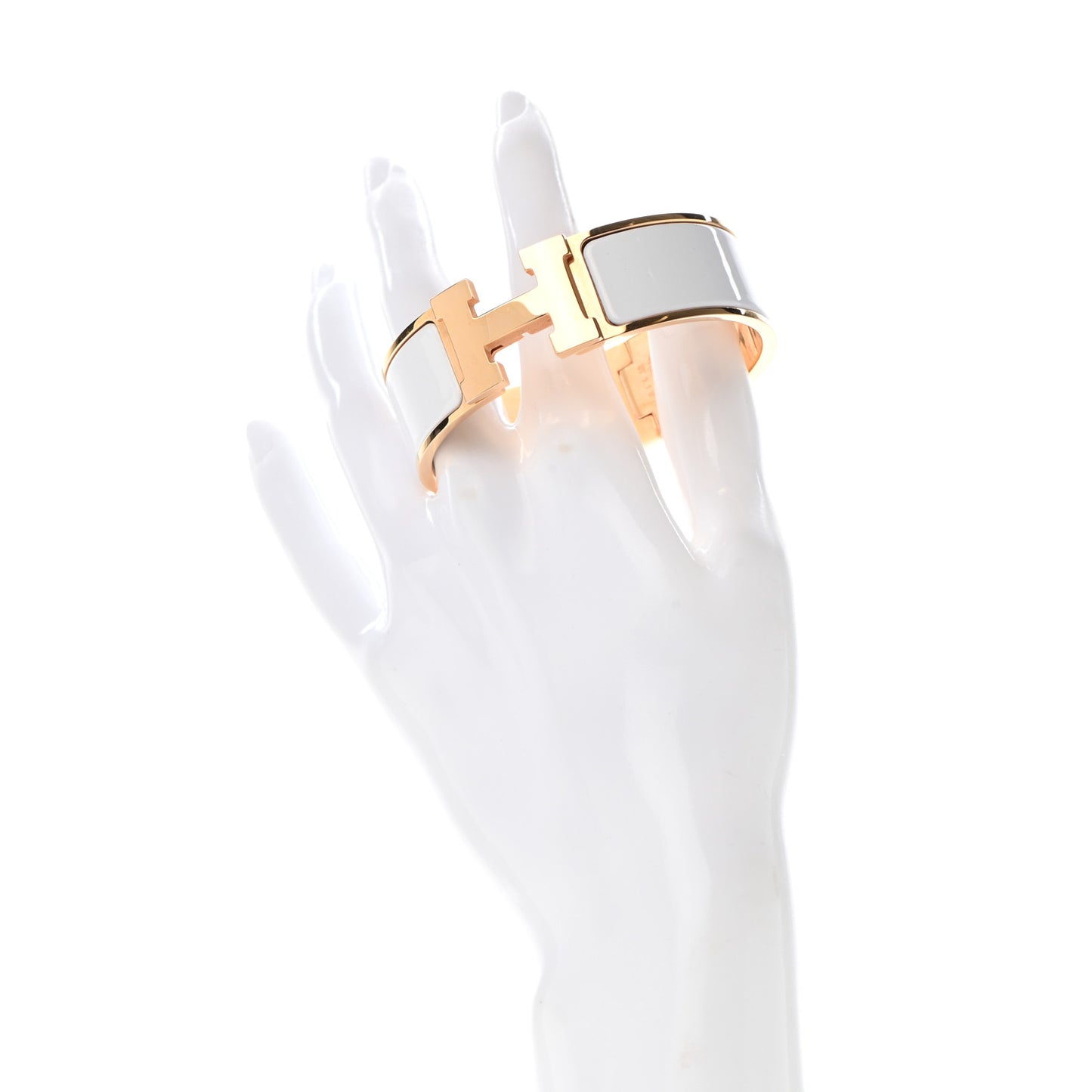 Enamel Wide Clic Clac H Bracelet GM White