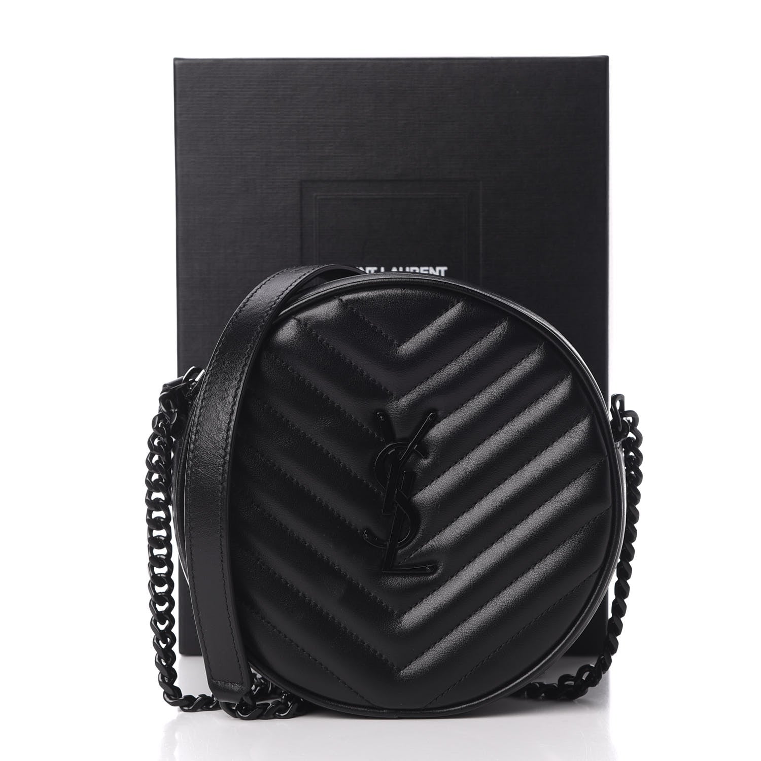Saint Laurent Calfskin Matelasse Chevron Round Vinyle Camera Bag Black 12 of 12
